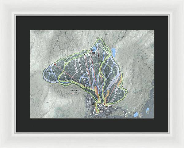 Jiminy Peak, Massachusetts Ski Resort Map - Framed Print