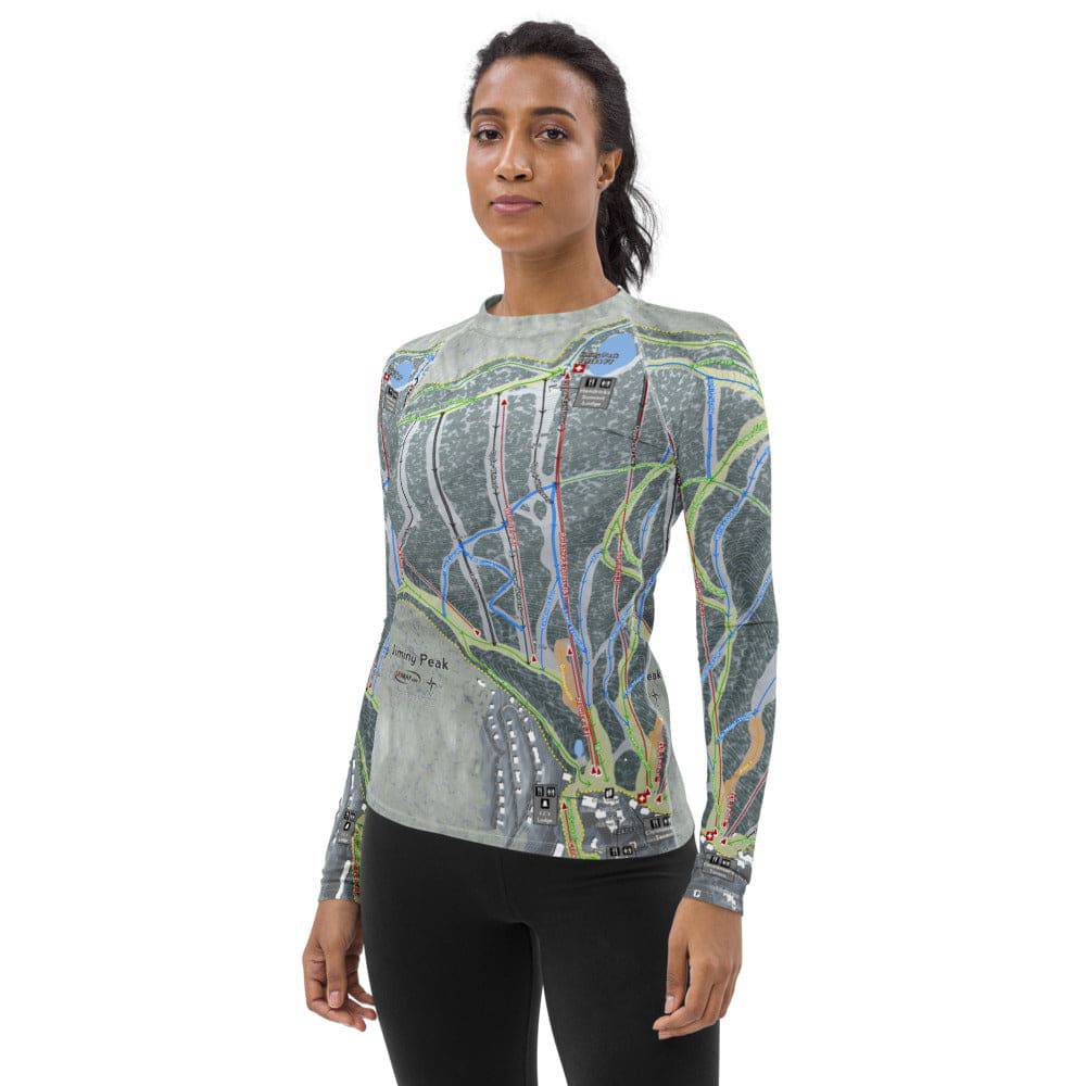 Jiminy Peak, Massachusetts Ski Trail Map Women's Base Layer Top - Powderaddicts