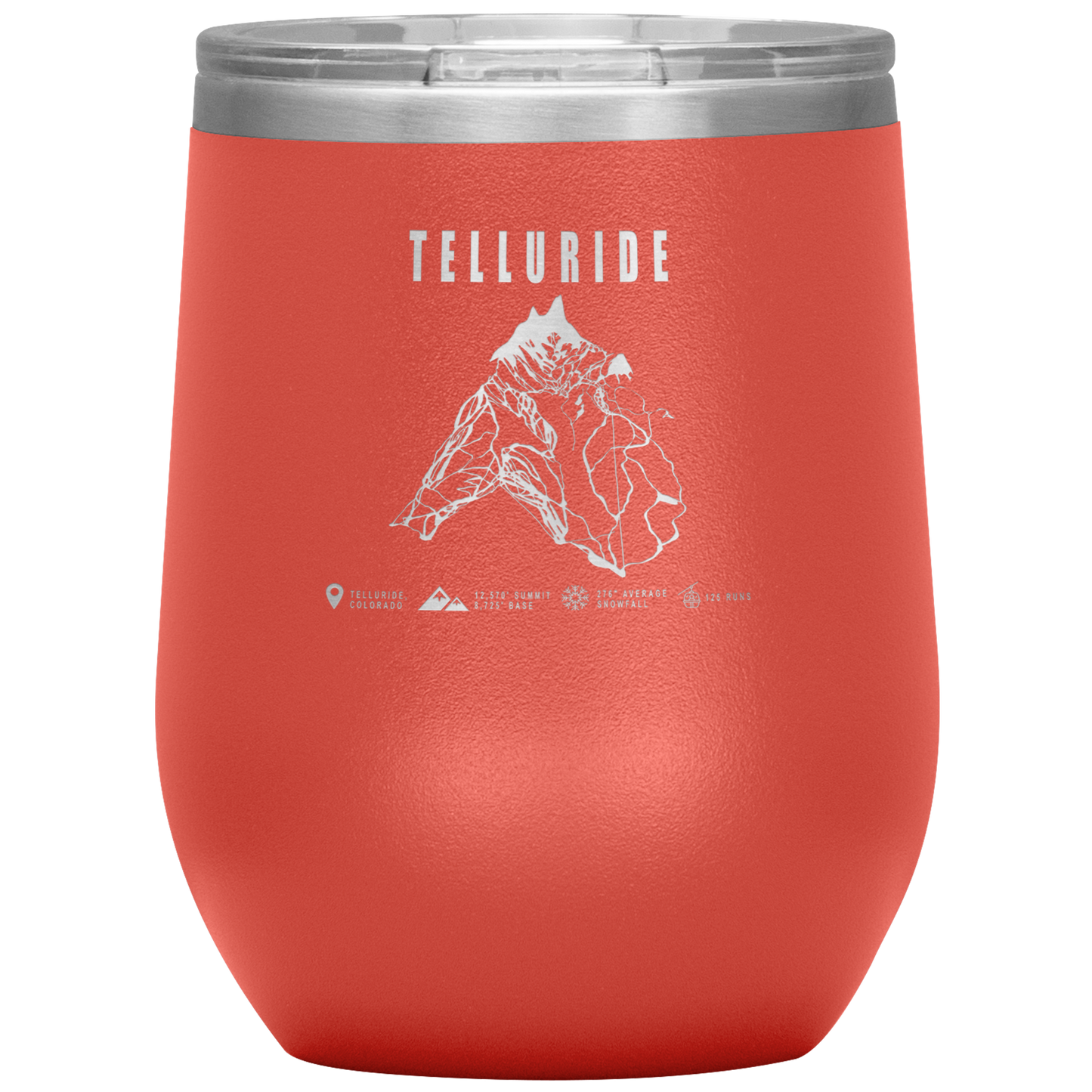 Telluride Colorado Ski Trail Map Wine 12oz Tumbler - Powderaddicts