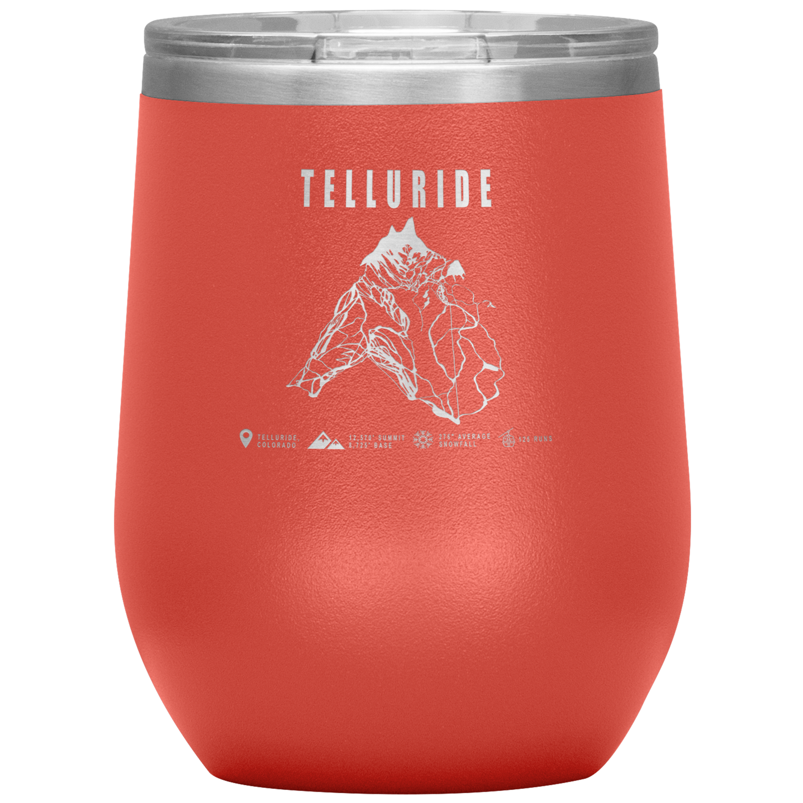 Telluride Colorado Ski Trail Map Wine 12oz Tumbler - Powderaddicts