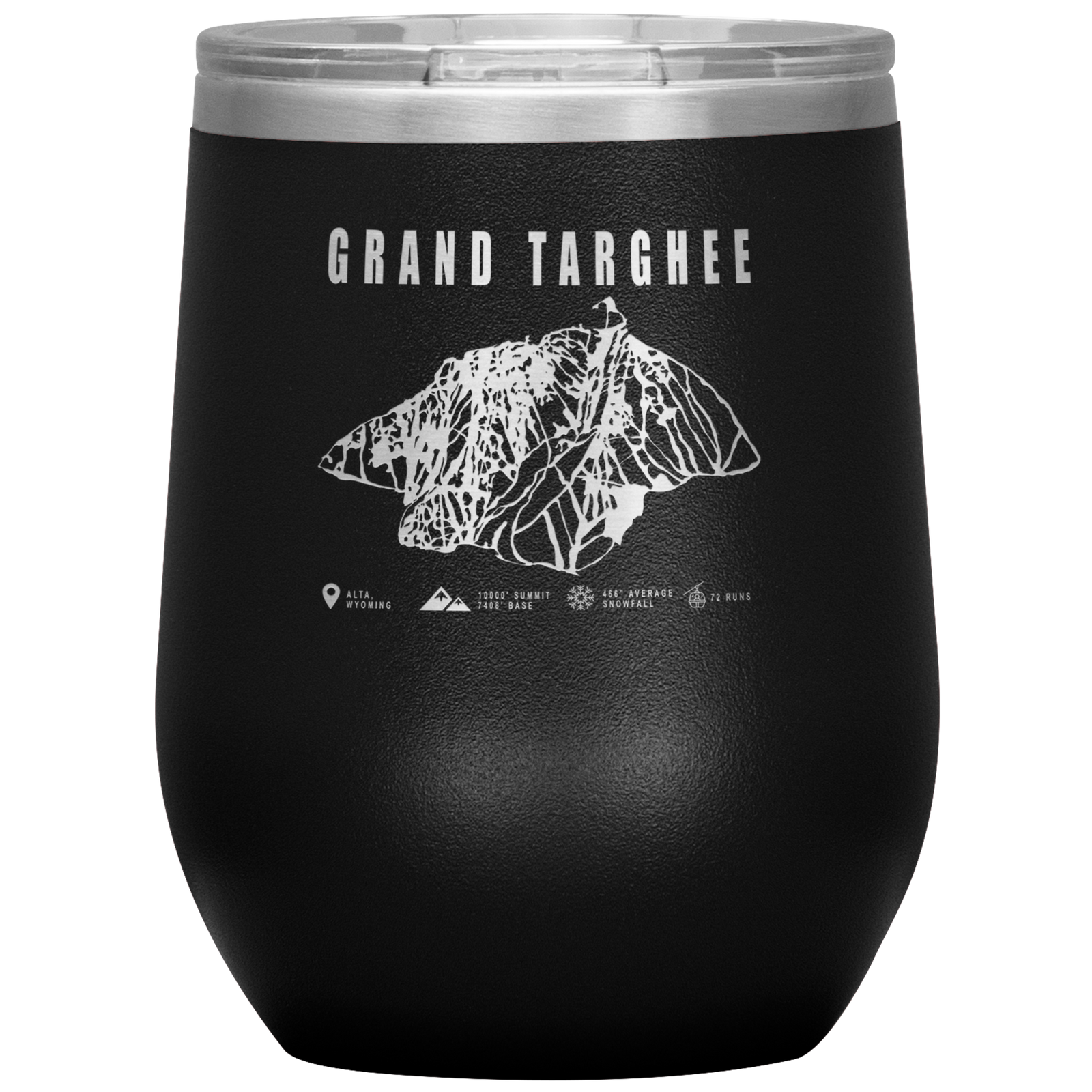 Grand Targhee Wyoming Ski Trail Map Wine 12oz Tumbler - Powderaddicts