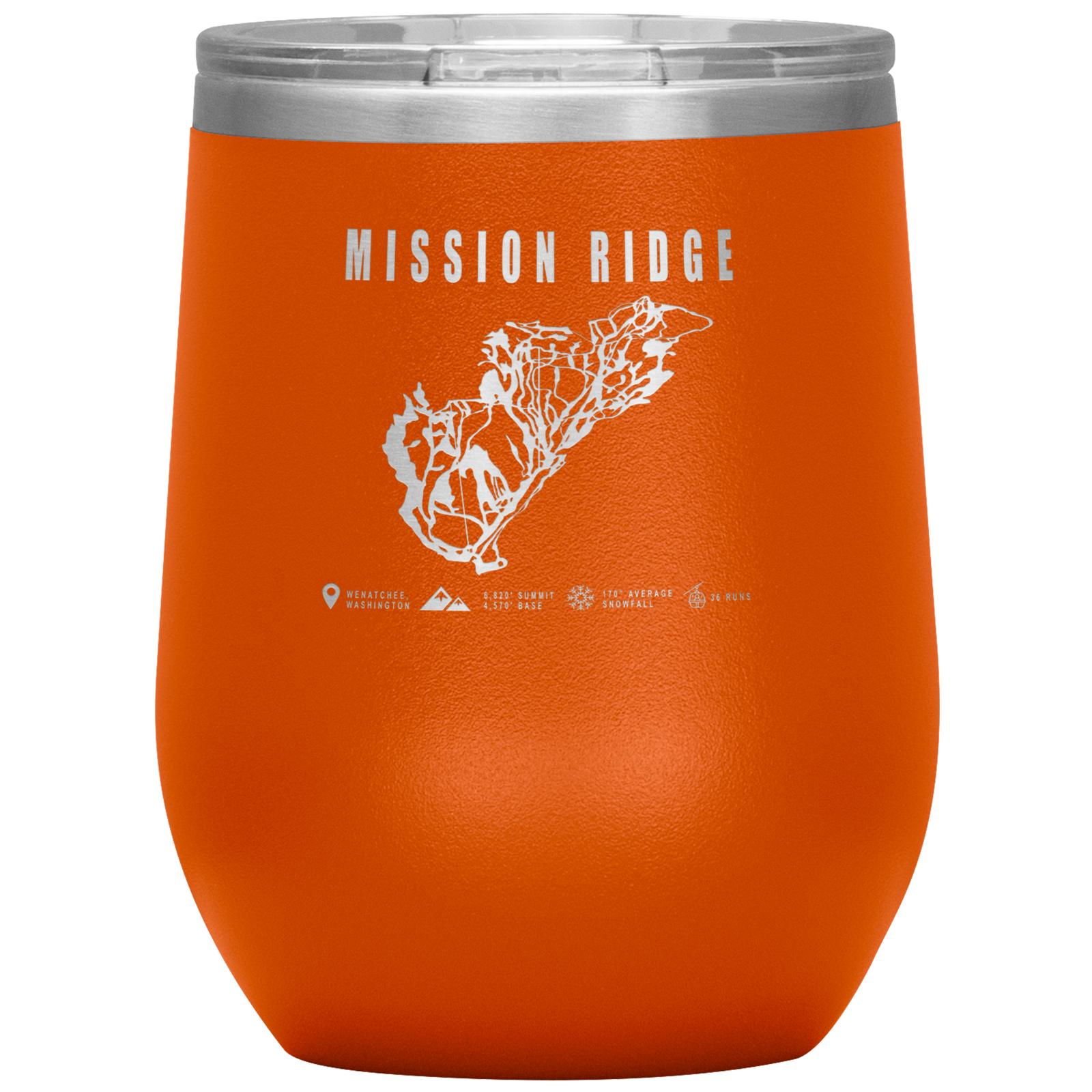 Mission Ridge, Washington Ski Trail Map Wine 12oz Tumbler - Powderaddicts