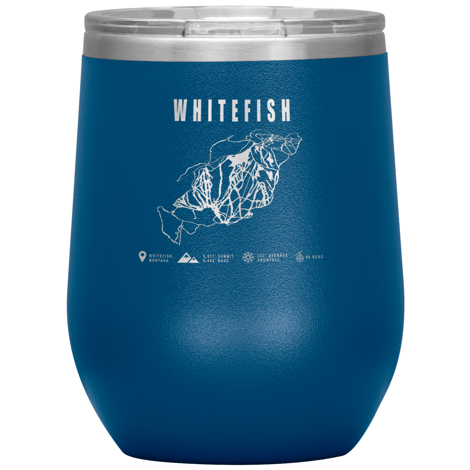 Whitefish Montana Ski Trail Map Wine 12oz Tumbler - Powderaddicts