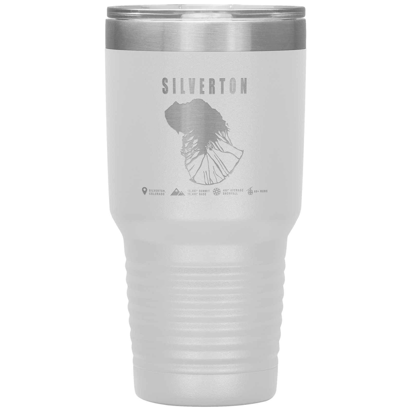 Silverton Colorado Ski Trail Map 30oz Tumbler - Powderaddicts