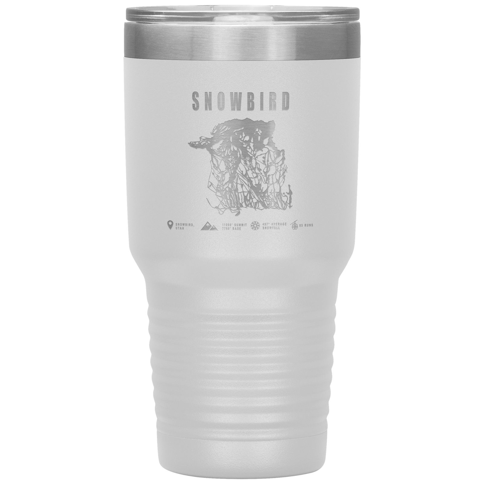 Snowbird,Utah Ski Trail Map 30oz Tumbler - Powderaddicts