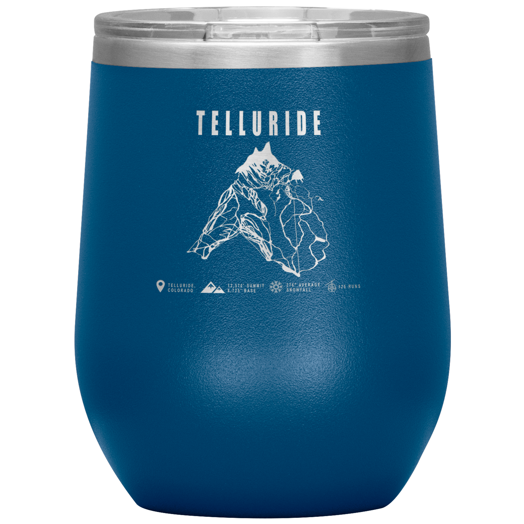 Telluride Colorado Ski Trail Map Wine 12oz Tumbler - Powderaddicts