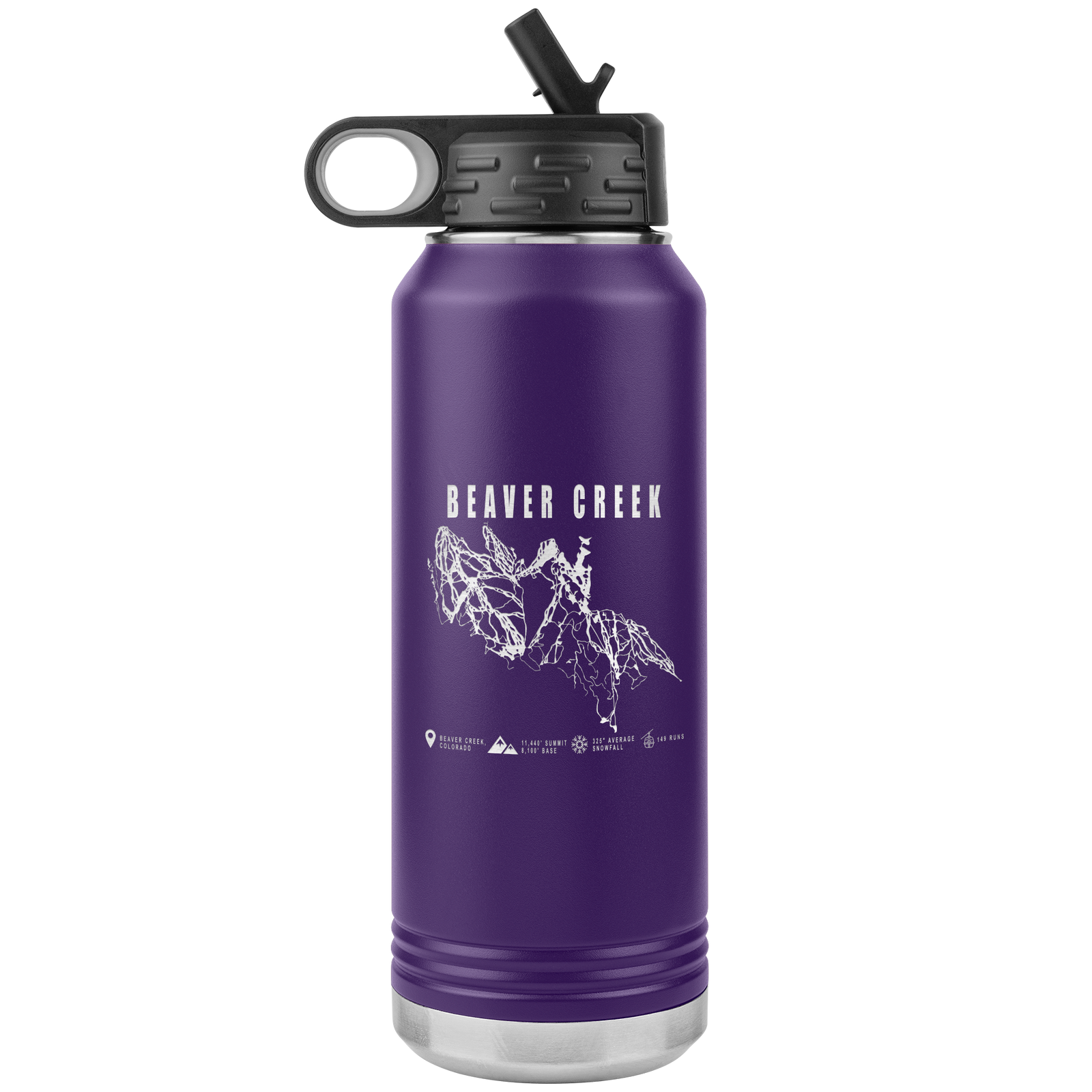 Beaver Creek Colorado Ski Trail Map 32oz Water Bottle Tumbler - Powderaddicts