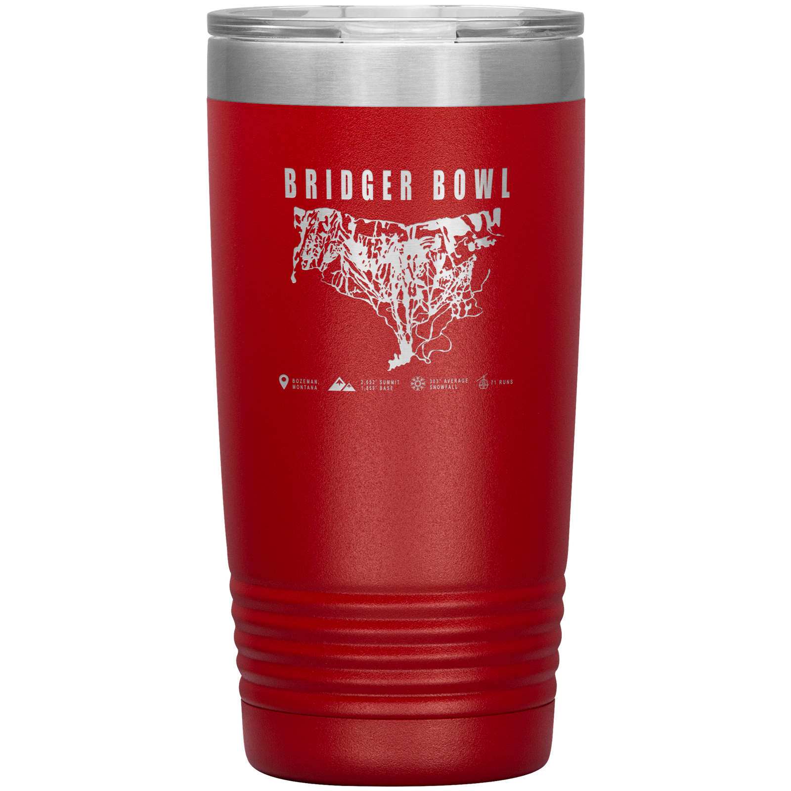 Bridger Bowl Montana Ski Trail Map 20oz Tumbler - Powderaddicts