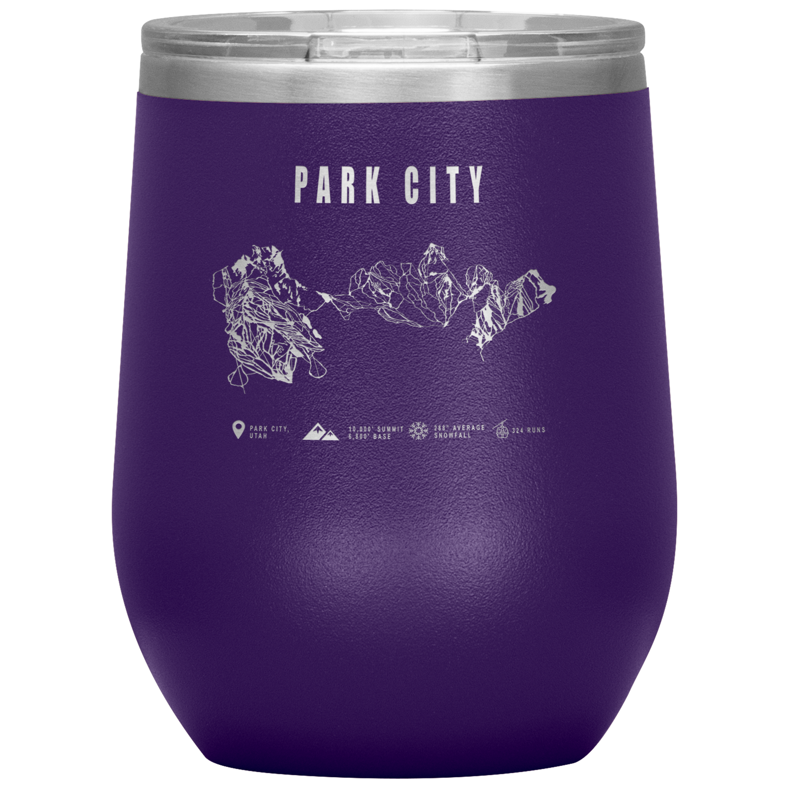 Park city,Utah Ski Trail Map Wine 12oz Tumbler - Powderaddicts