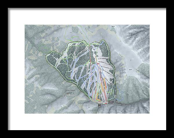 Kelly Canyon Ski Trail Map - Framed Print - Powderaddicts