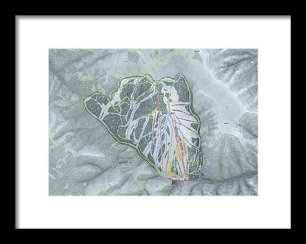 Kelly Canyon Ski Trail Map - Framed Print - Powderaddicts