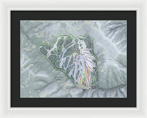 Kelly Canyon Ski Trail Map - Framed Print - Powderaddicts