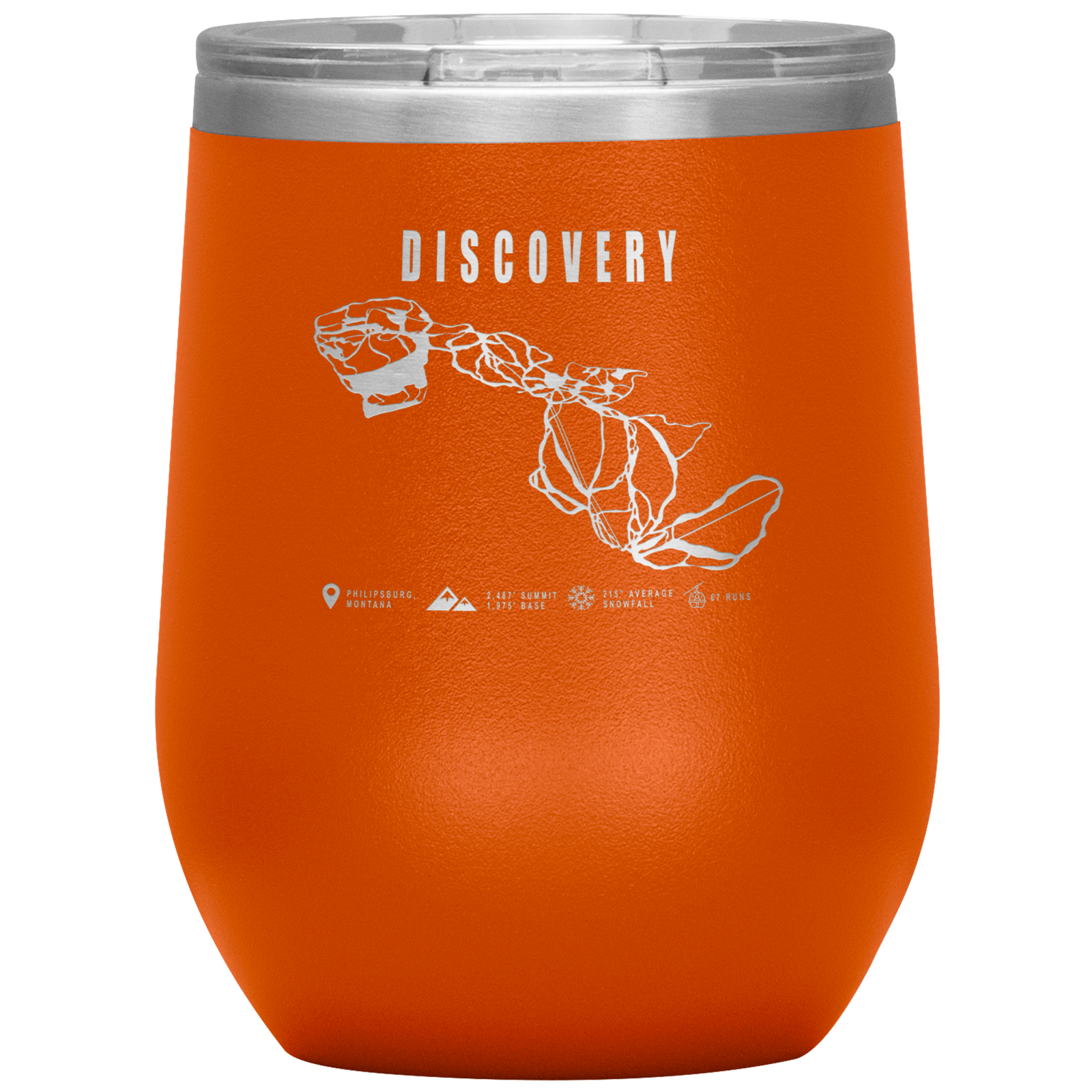 Discovery Montana Ski Trail Map Wine 12oz Tumbler - Powderaddicts