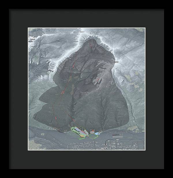 Kendall Mtn Ski Trail Map - Framed Print - Powderaddicts