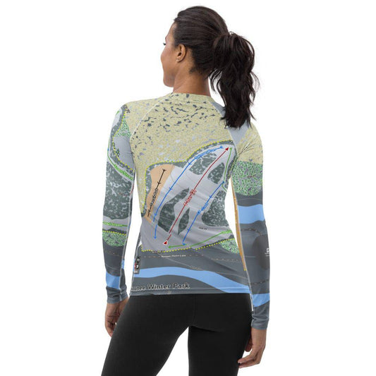 Kewaunee Winter Park, Wisconsin Ski Trail Map Women's Base Layer Top - Powderaddicts