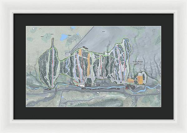 Kissing Bridge Ski Trail Map - Framed Print - Powderaddicts