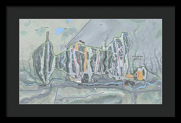 Kissing Bridge Ski Trail Map - Framed Print - Powderaddicts