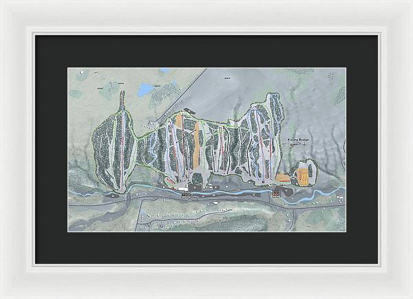 Kissing Bridge Ski Trail Map - Framed Print - Powderaddicts