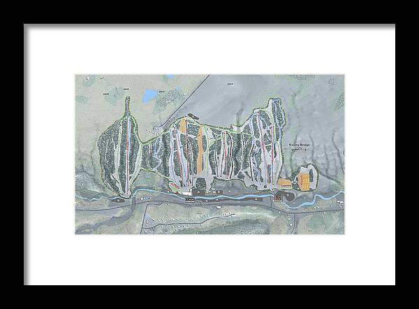 Kissing Bridge Ski Trail Map - Framed Print - Powderaddicts