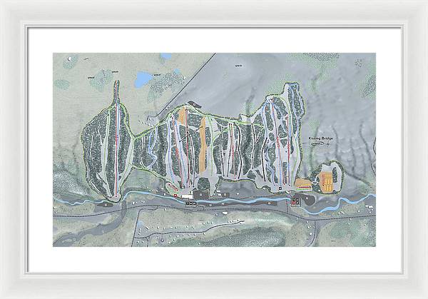 Kissing Bridge Ski Trail Map - Framed Print - Powderaddicts