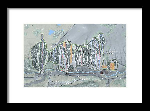 Kissing Bridge Ski Trail Map - Framed Print - Powderaddicts