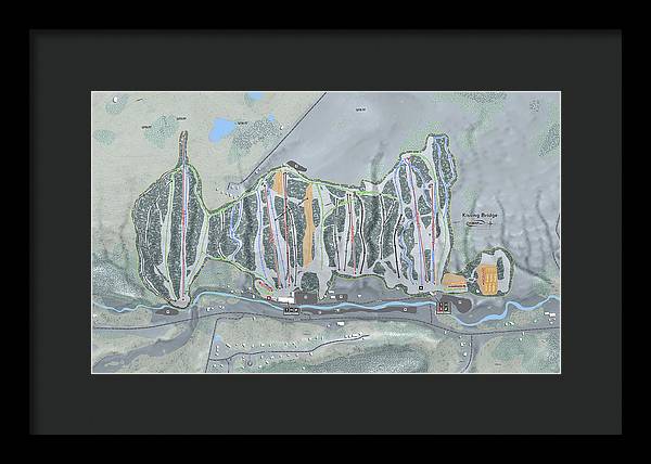 Kissing Bridge Ski Trail Map - Framed Print - Powderaddicts