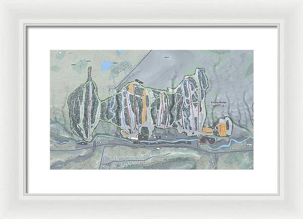 Kissing Bridge Ski Trail Map - Framed Print - Powderaddicts