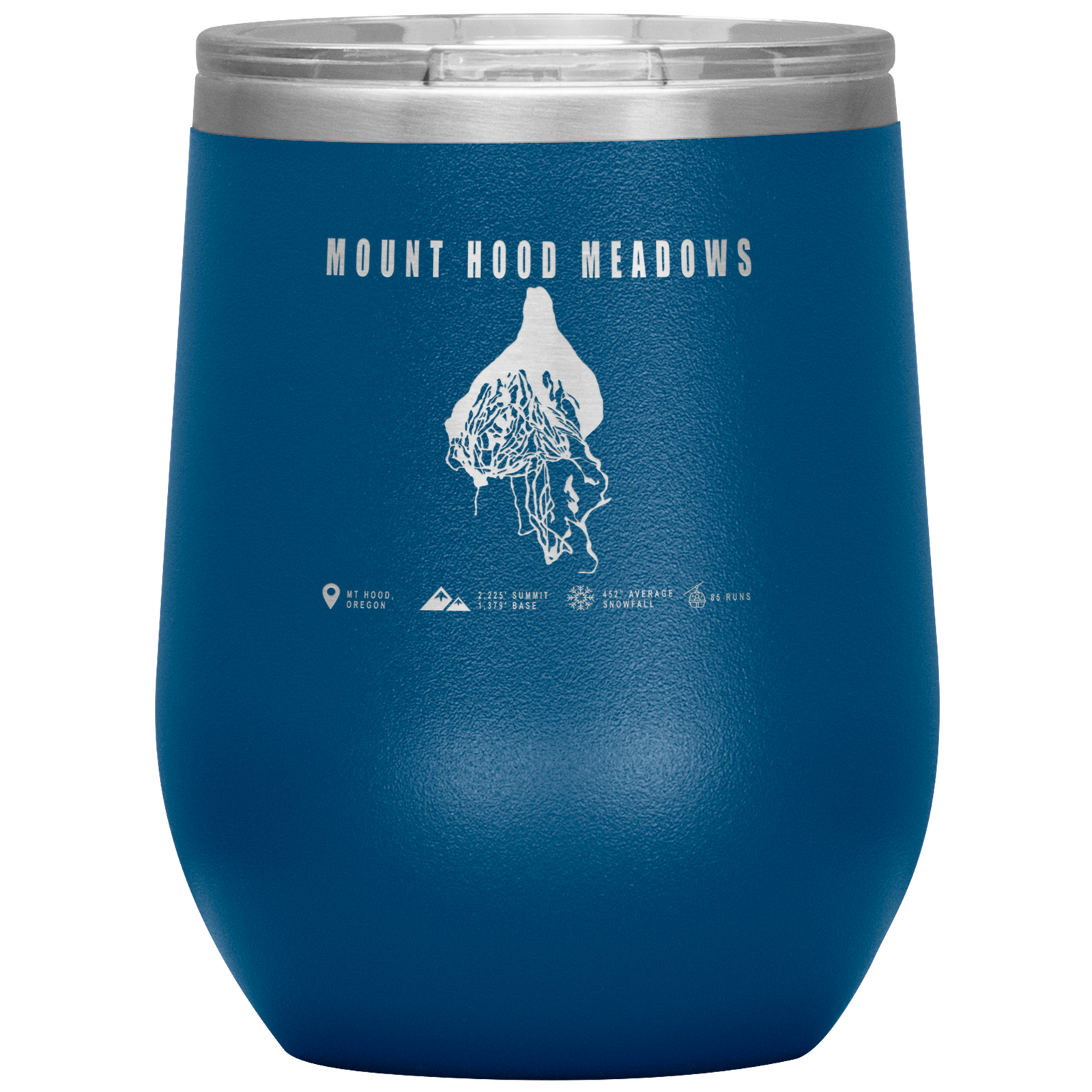 Mount Hood Meadows, Oregon Ski Trail Map Wine 12oz Tumbler - Powderaddicts