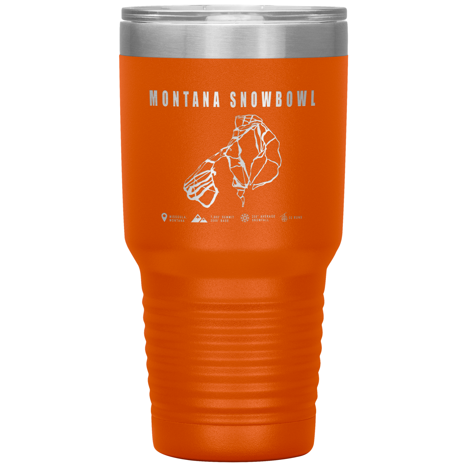 Montana Snowbowl, Montana Ski Trail Map 30oz Tumbler - Powderaddicts