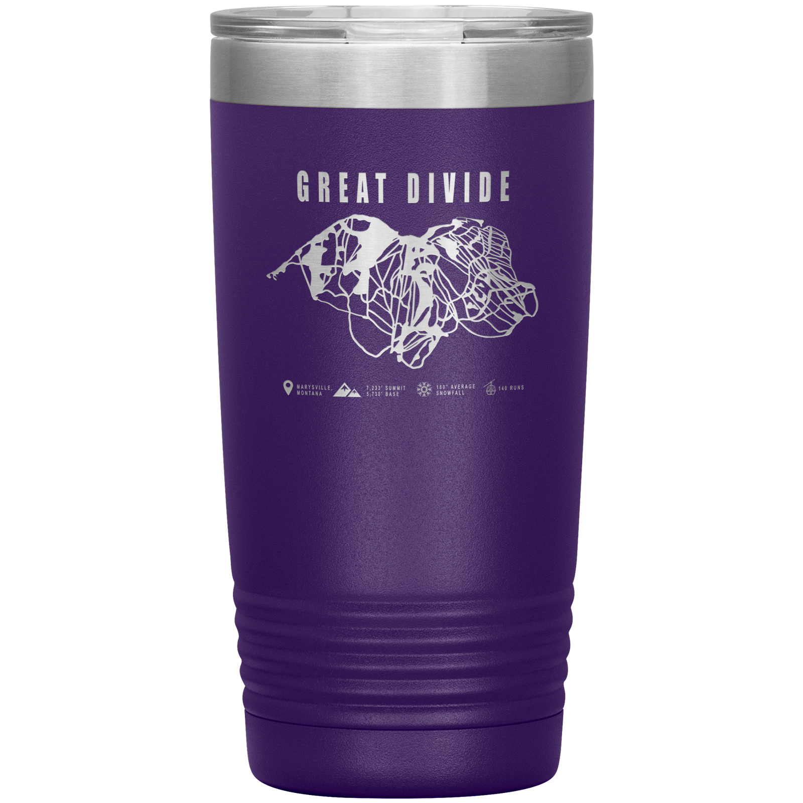 Great Divide Montana Ski Trail Map 20oz Tumbler - Powderaddicts