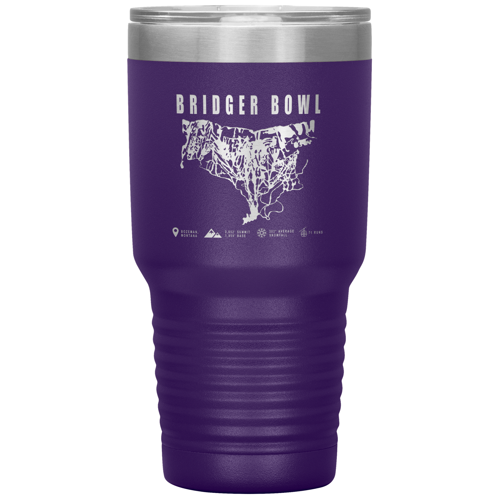 Bridger Bowl Montana Ski Trail Map 30oz Tumbler - Powderaddicts