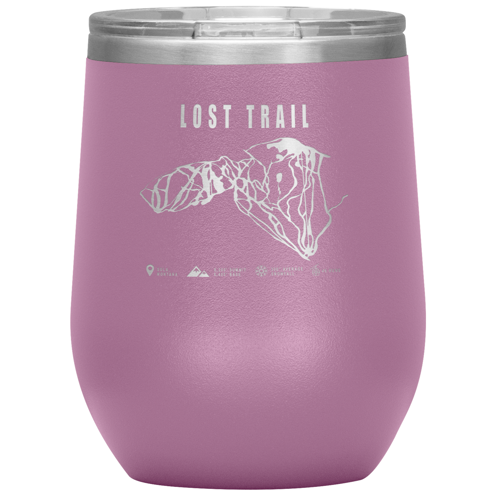 Lost Trail Montana Ski Trail Map Wine 12oz Tumbler - Powderaddicts