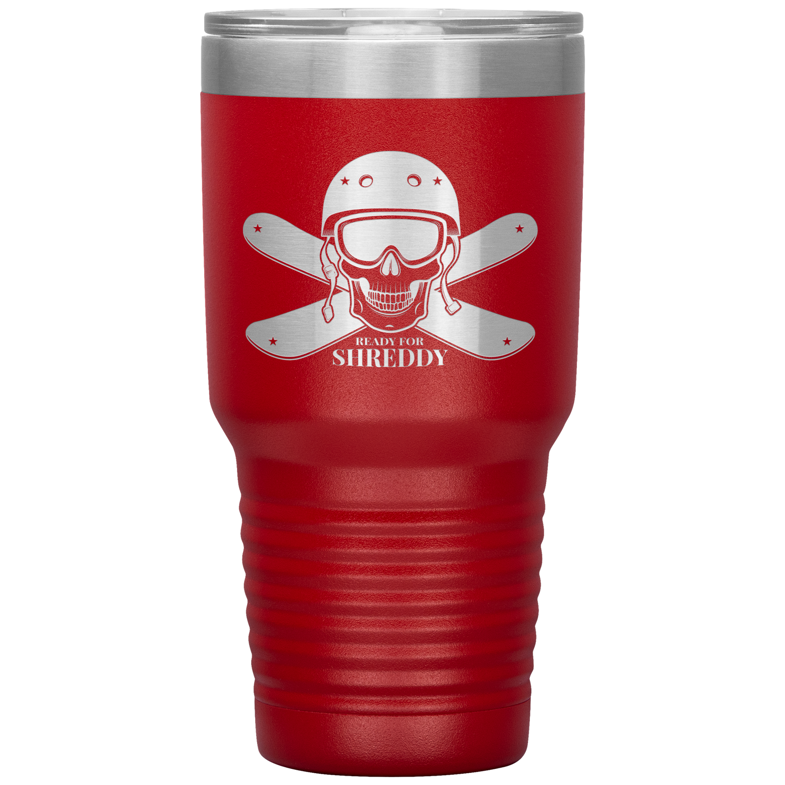 Ready For Shreddy Skeleton Skis 30oz Tumbler - Powderaddicts