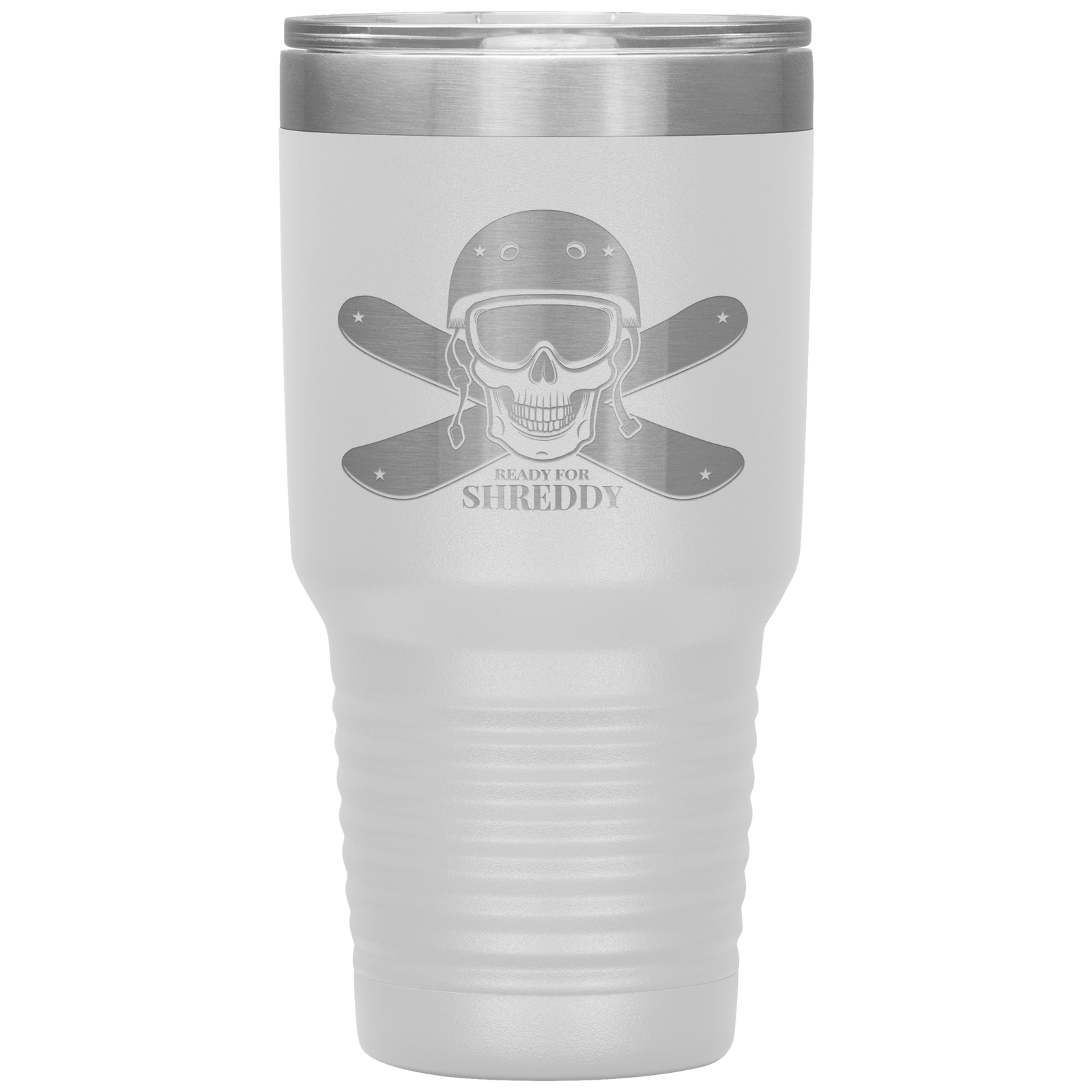 Ready For Shreddy Skeleton Skis 30oz Tumbler - Powderaddicts