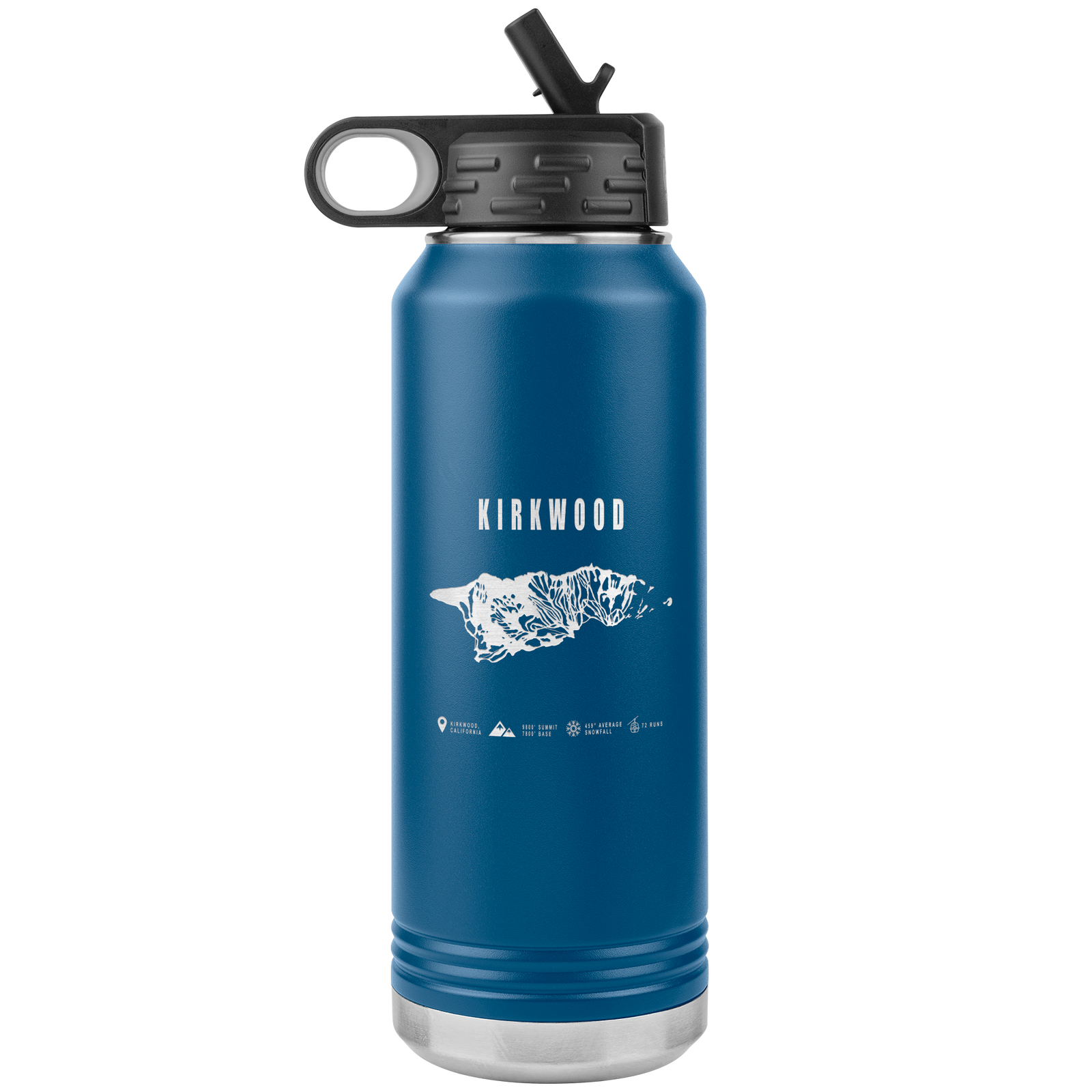 Kirkwood, California Ski Trail Map 32oz Water Bottle Tumbler - Powderaddicts