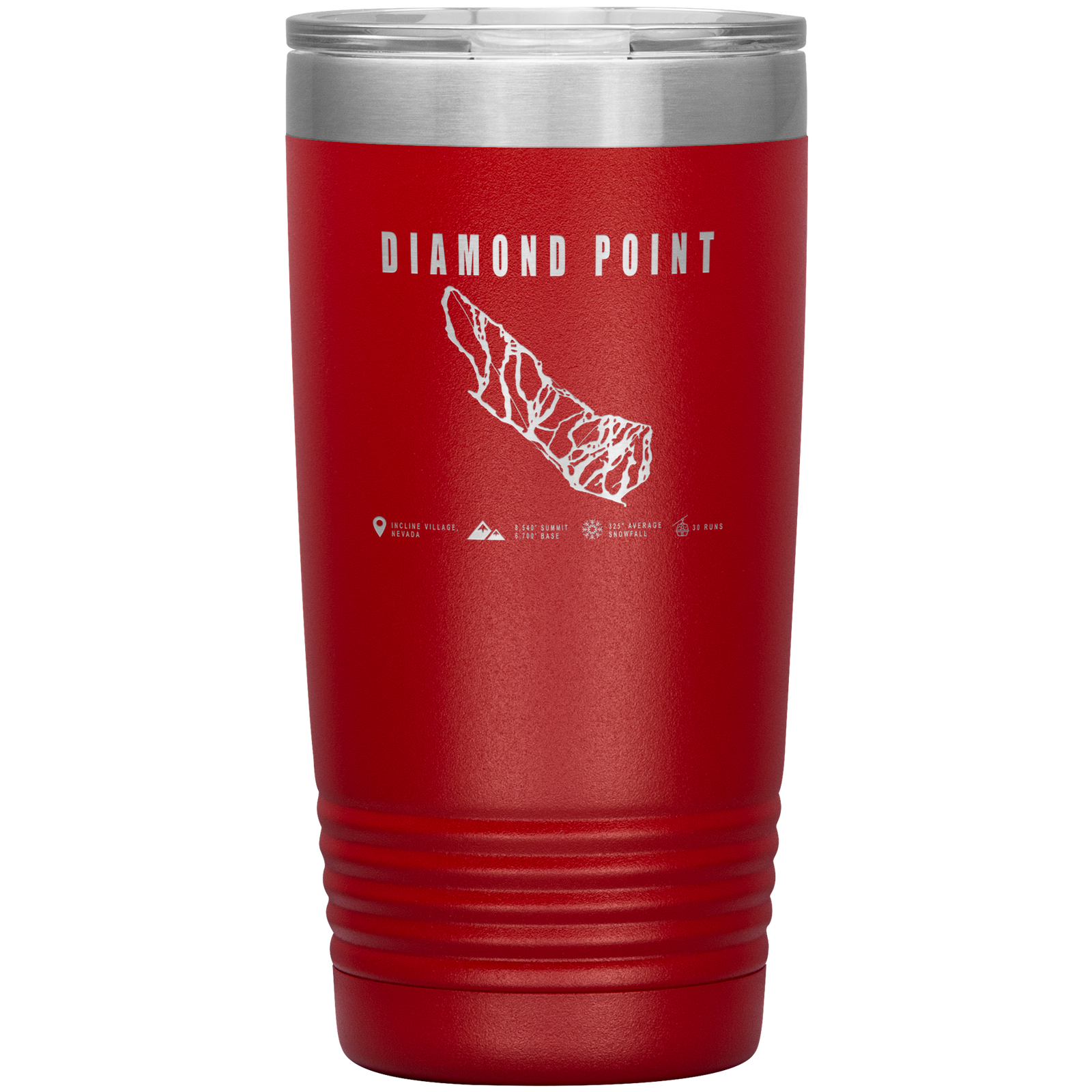 Diamond Point, Nevada Ski Trail Map 20oz Tumbler - Powderaddicts