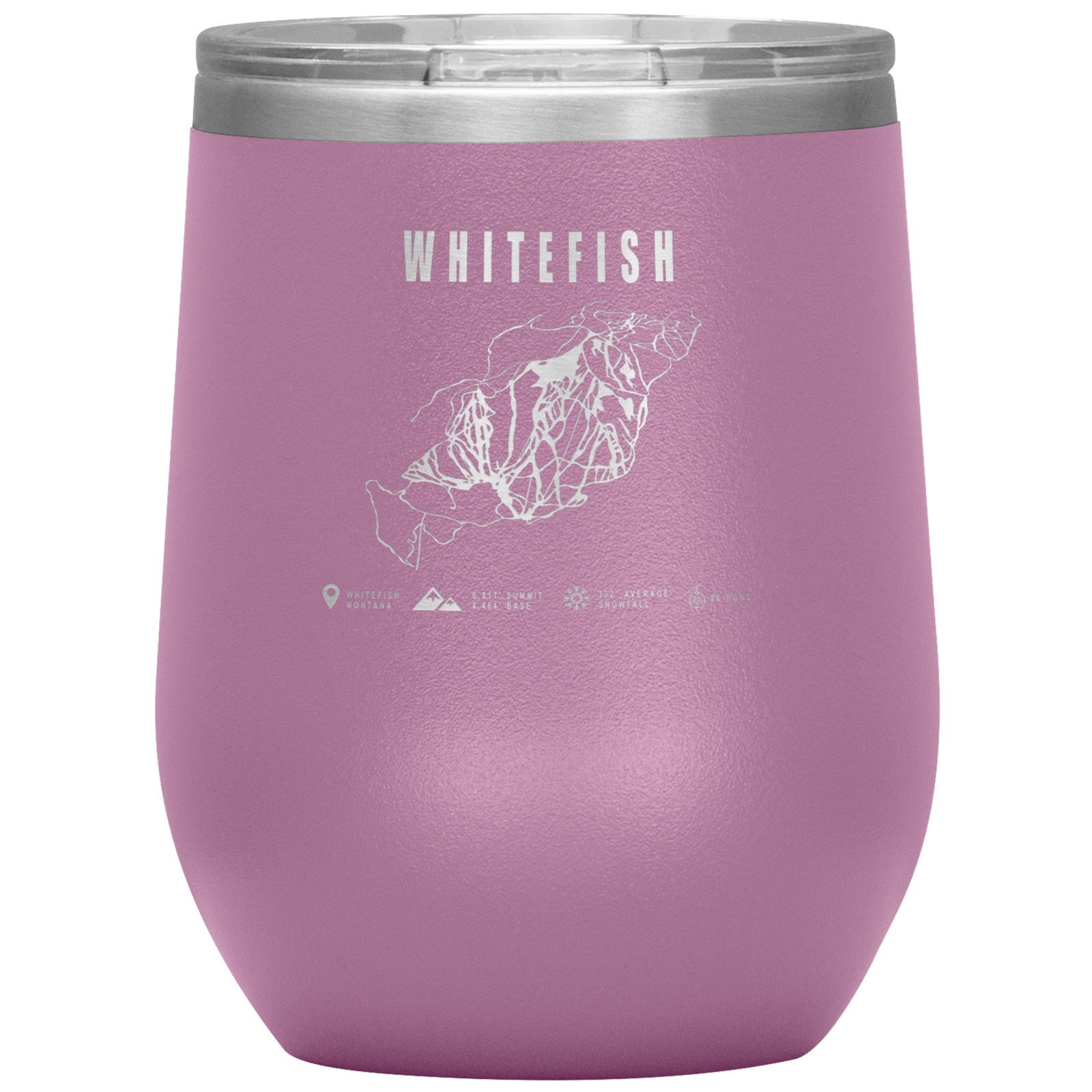 Whitefish Montana Ski Trail Map Wine 12oz Tumbler - Powderaddicts