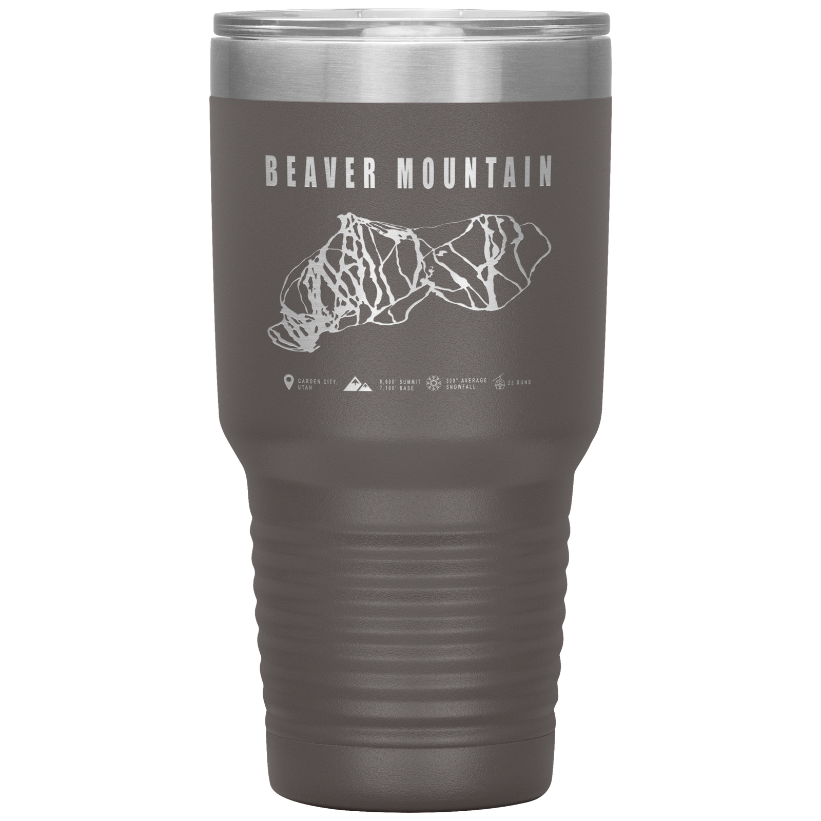 Beaver Mountain,Utah Ski Trail Map 30oz Tumbler - Powderaddicts