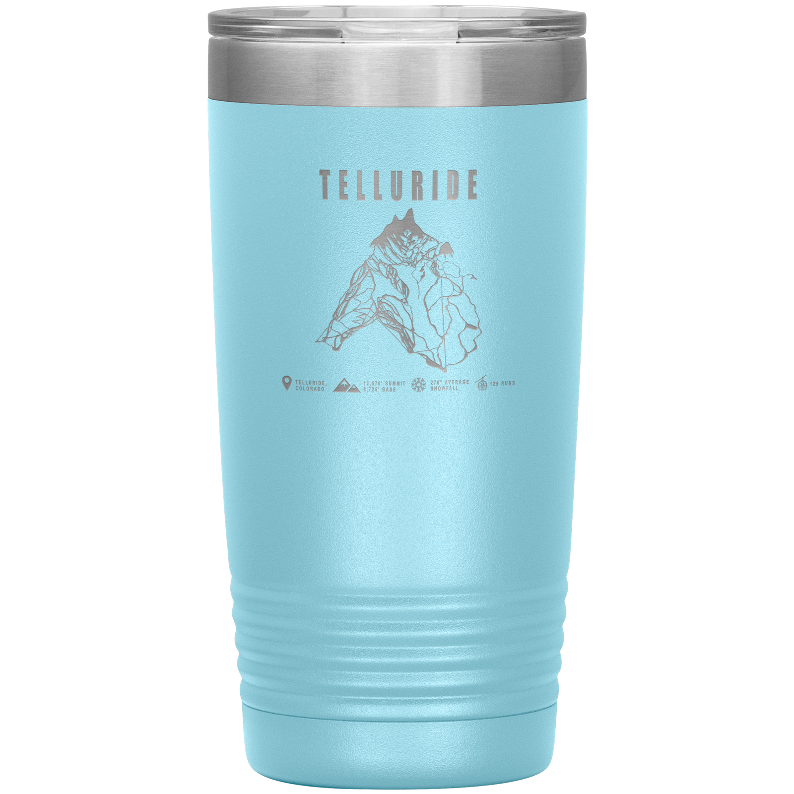 Telluride Colorado Ski Trail Map 20oz Tumbler - Powderaddicts