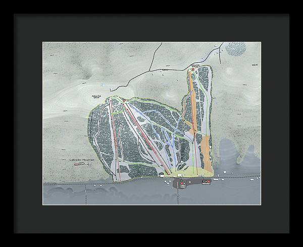 Labrador Mountain Ski Trail Map - Framed Print - Powderaddicts