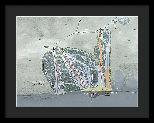 Labrador Mountain Ski Trail Map - Framed Print - Powderaddicts