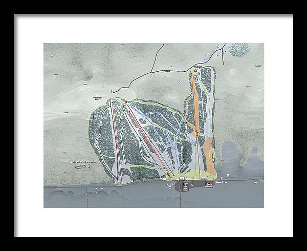 Labrador Mountain Ski Trail Map - Framed Print - Powderaddicts
