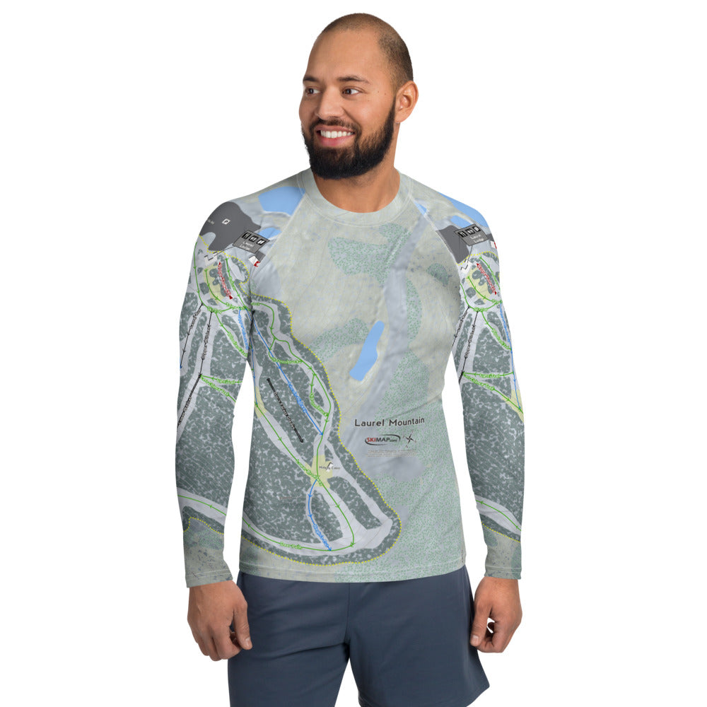 Laurel Mountain, Pennsylvania Ski Trail Map Men's Base Layer Top - Powderaddicts