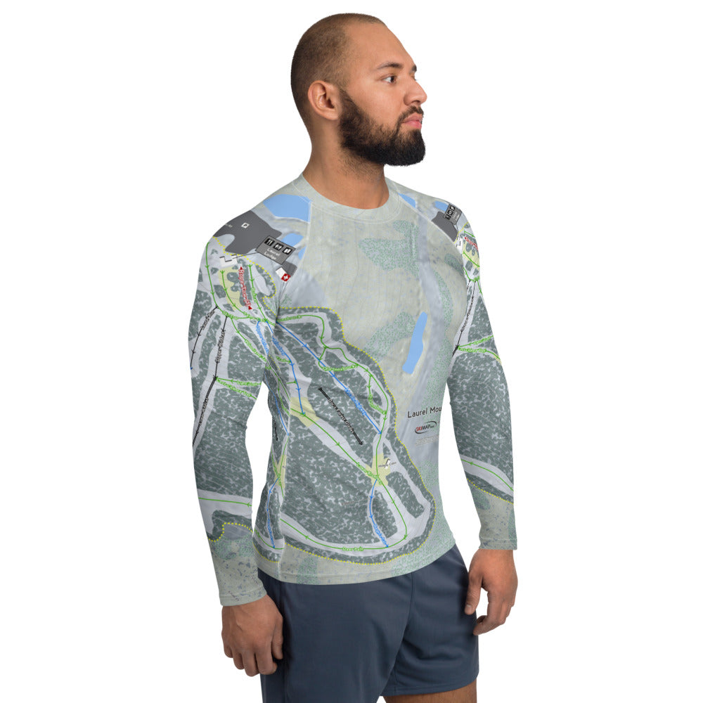 Laurel Mountain, Pennsylvania Ski Trail Map Men's Base Layer Top - Powderaddicts