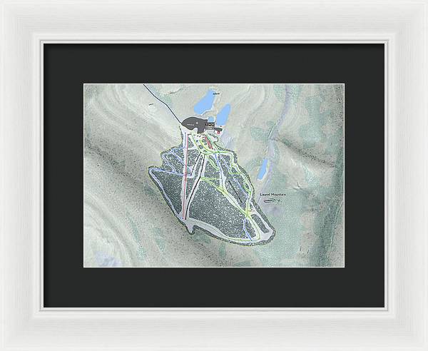 Laurel Mountain Ski Trail Map - Framed Print - Powderaddicts