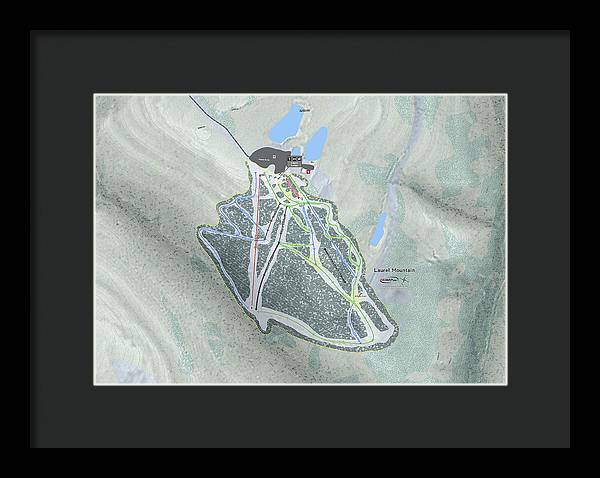 Laurel Mountain Ski Trail Map - Framed Print - Powderaddicts