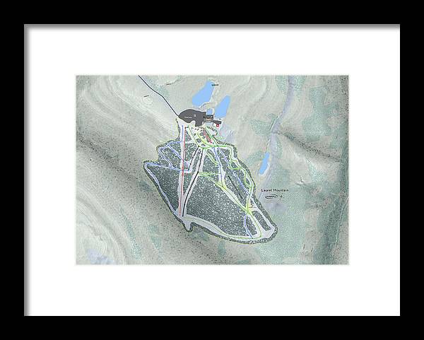Laurel Mountain Ski Trail Map - Framed Print - Powderaddicts