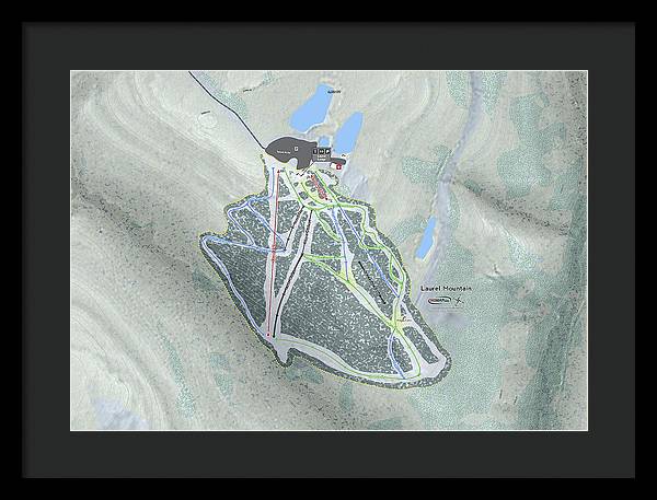Laurel Mountain Ski Trail Map - Framed Print - Powderaddicts