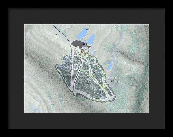 Laurel Mountain Ski Trail Map - Framed Print - Powderaddicts