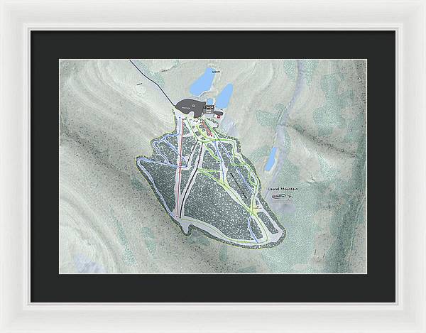 Laurel Mountain Ski Trail Map - Framed Print - Powderaddicts